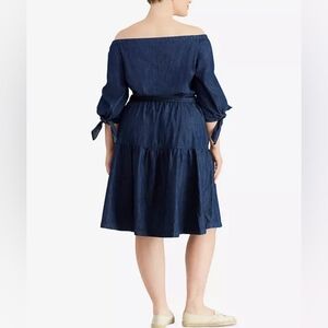 Lauren Ralph Lauren 20W Off-Shoulder Denim Dress